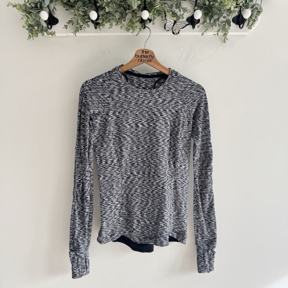Lululemon Runderful long sleeve top Spaced Dye Black Size 6